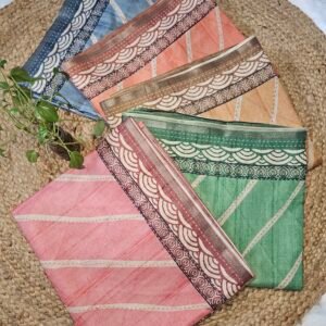 Semi Tussar Kantha Stitch Silk Saree