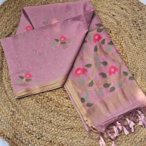 Baby Pink Jamdhani Blouse Piece