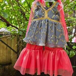 Alia cut top with sarara pant and duppatta